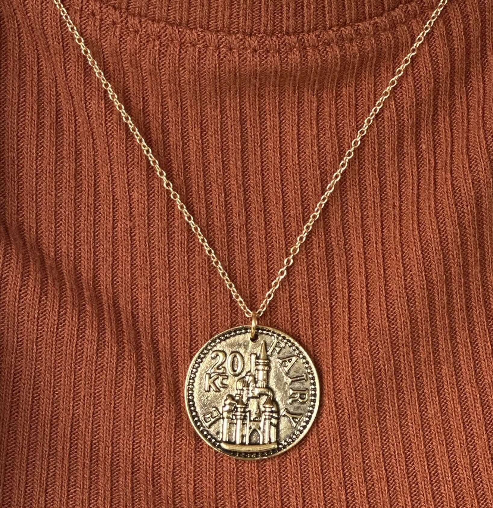 Fairy Necklace: Coin Pendant - Mushroom Lady Co. Fantasy Jewelry. Handmade Cottagecore Charm for Her