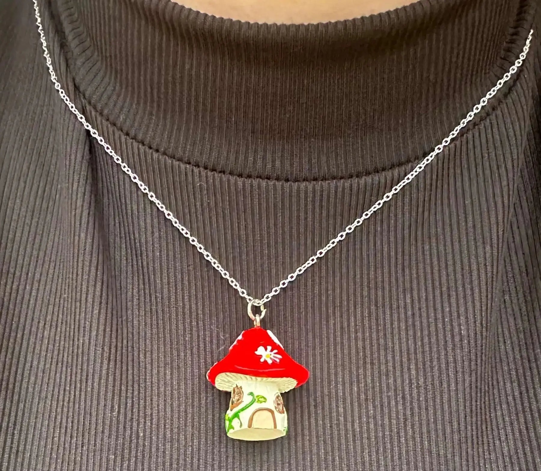 Fairy Cottage Necklace: Handmade Mushroom Necklace by Mushroom Lady Co. | Whimsical Fantasy Jewelry, Mississippi Handmade