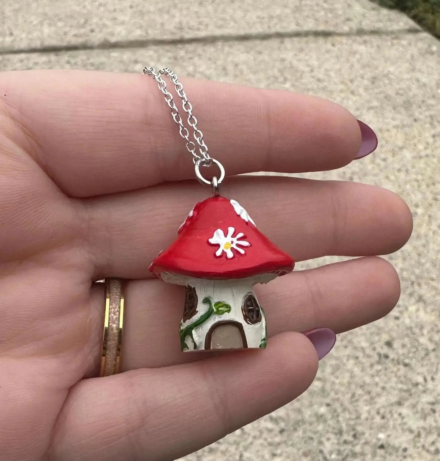 Fairy Mushroom House Necklace: Cottagecore Jewelry, Handmade in Mississippi
