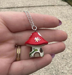 Fairy Mushroom House Necklace: Cottagecore Jewelry, Handmade in Mississippi