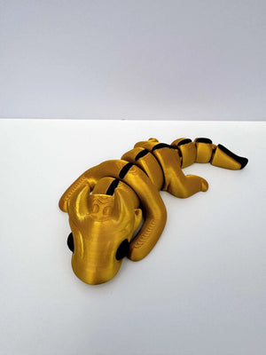 Gold 3D Printed Dragon Fidget Toy - Articulated Sensory Toy, Handmade Gift