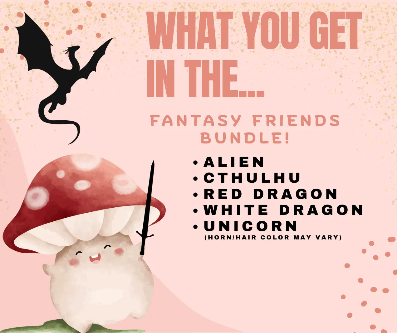 Fantasy Friends Bundle: Dragon, Unicorn, Alien - Mini Fidget Fun!