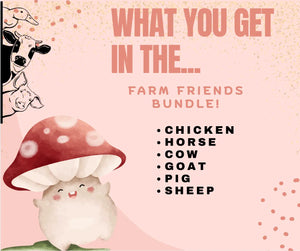 Farm Friends Fidget Bundle: Chicken, Horse, Cow, Goat, Pig, Sheep. Cute Animal Fidgets for Sensory Play by Mushroom Lady Co.