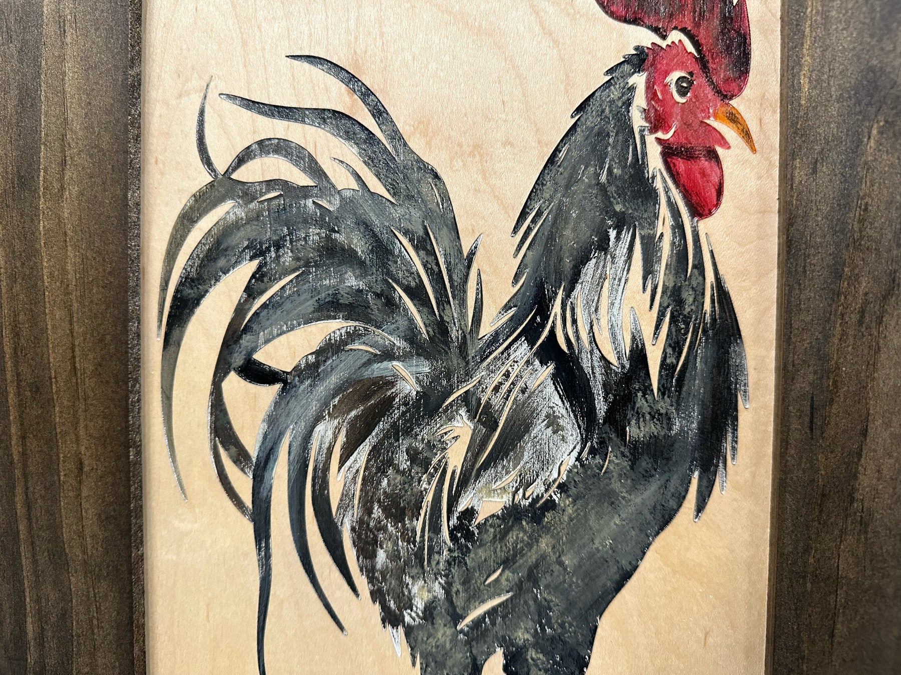Farmhouse Rooster Gun Concealment Furniture - Handcrafted Hidden Gun Storage Wall Decor - Hidden Gun Shelf with Magnetic Lock for Quick Access