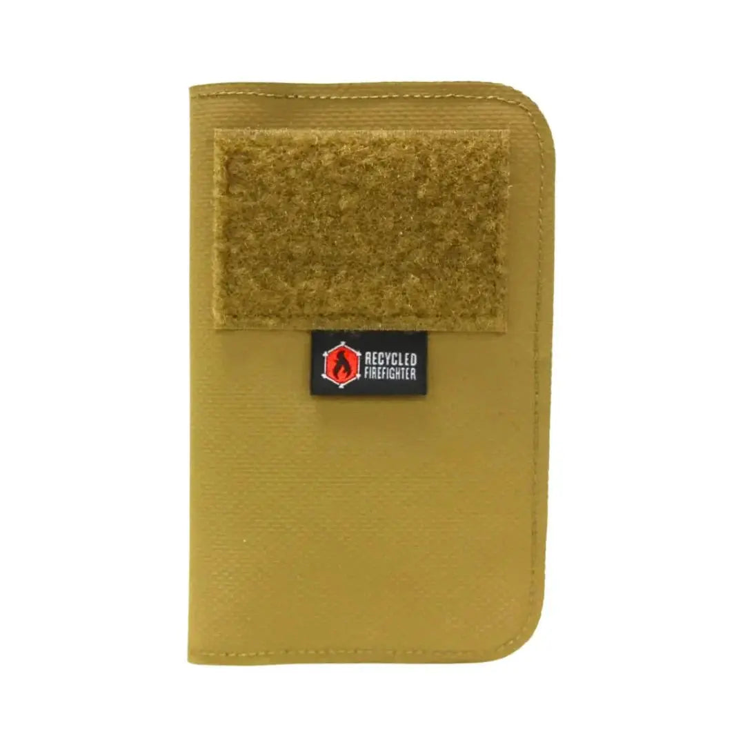 Tan Recycled Firefighter FIELD NOTES WALLET with a tan Velcro patch.