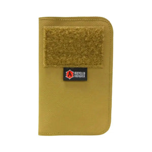 Tan Recycled Firefighter FIELD NOTES WALLET with a tan Velcro patch.