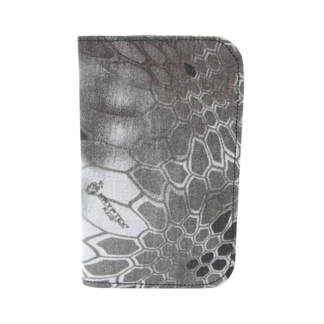 Field Notes wallet with gray honeycomb camouflage pattern made of X-Pac material.