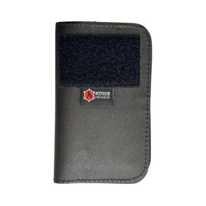 Black Field Notes wallet with a Recycled Firefighter logo and a black Velcro loop patch.