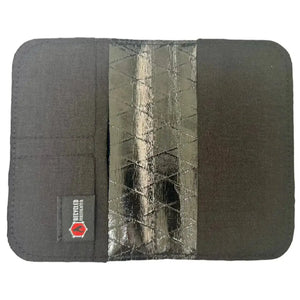 Black Field Notes wallet with reflective diamond pattern and Recycled Firefighter logo