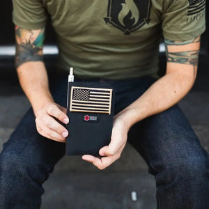 Black Field Notes wallet with American flag patch