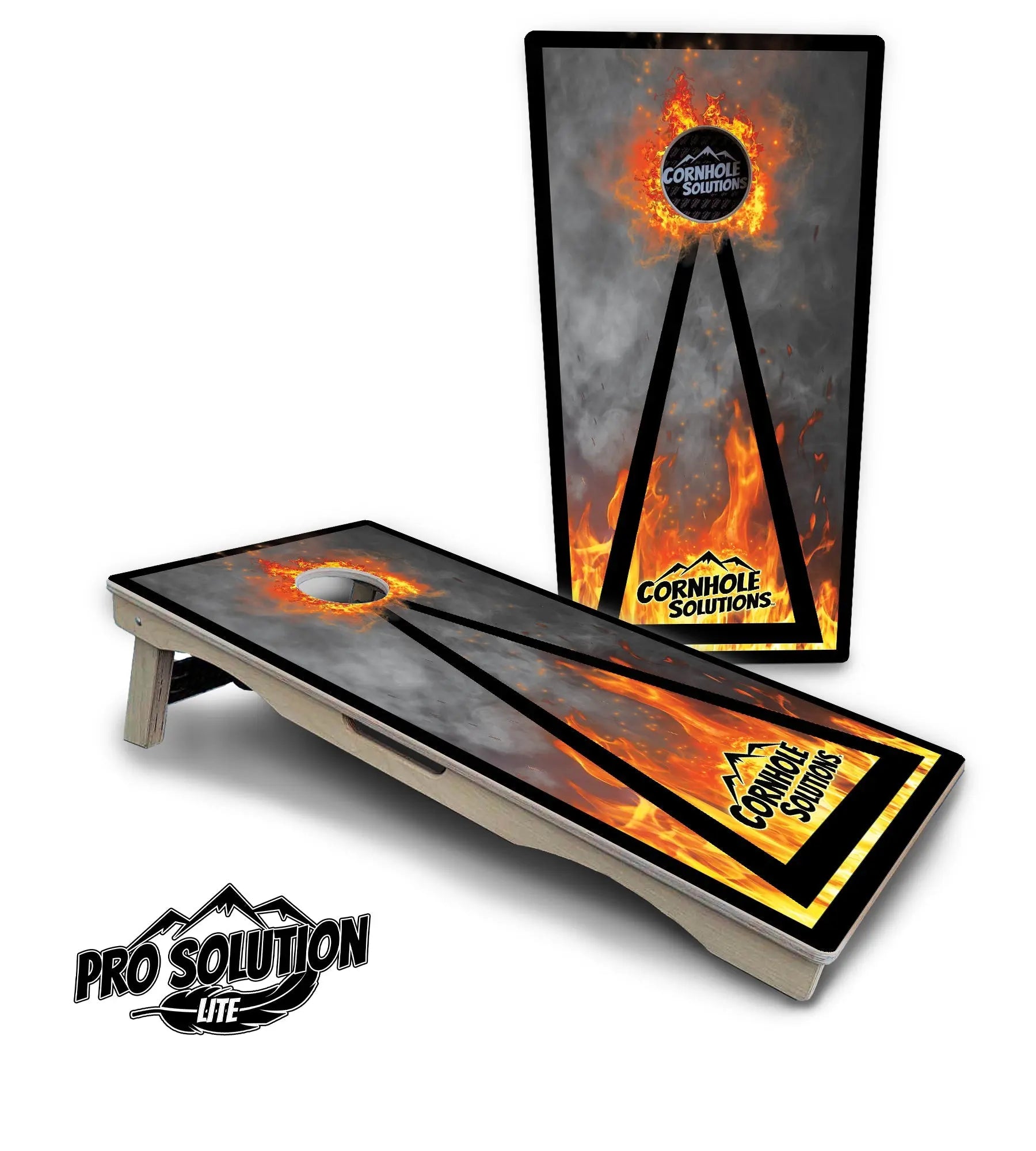Fire Triangle CS Logo Cornhole Boards - Pro Solution Lite Series Cornhole Solutions