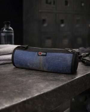 Fire Hose Dopp Kit by Recycled Firefighter, handmade leather goods detail photo 16