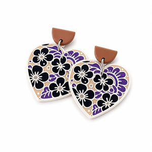 Floral Heart Statement Earrings - Main Street Collective
