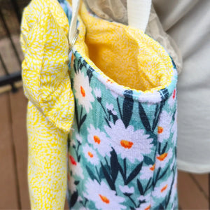 Floral Tote Bag with Bow Charm, Large Handmade Shoulder Bag, Cotton Lined Tote with Pockets Maypop House Designs