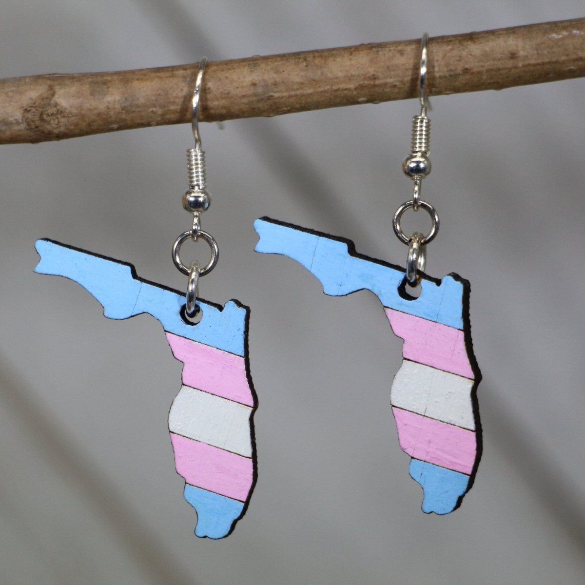 Florida Trans Pride Wooden Earrings | LGBTQ Bisexual Flag Jewelry