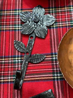 Hand-Forged Metal Flower Hook: Blacksmith Crafted, Wall Decor by Main Street Collective