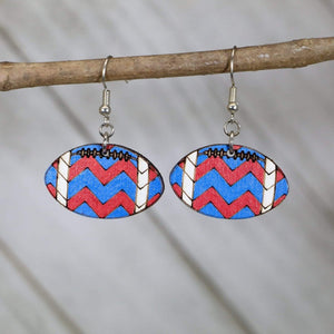 Football Wooden Earrings | Chevron Team Spirit Sports Jewelry