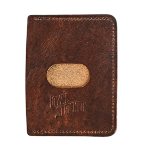 Cognac leather Frank wallet by JOYAL STICKLIN. Small, thin wallet with card pockets and thumb opening for easy card access.
