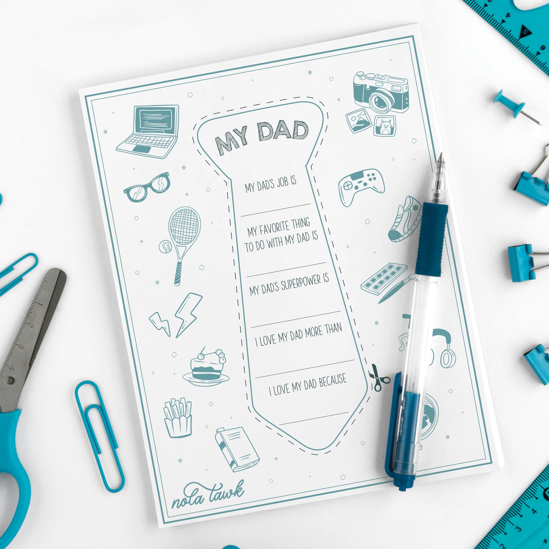 Free! Printable Father’s Day Activity – “My Dad” Tie Template Nola Tawk