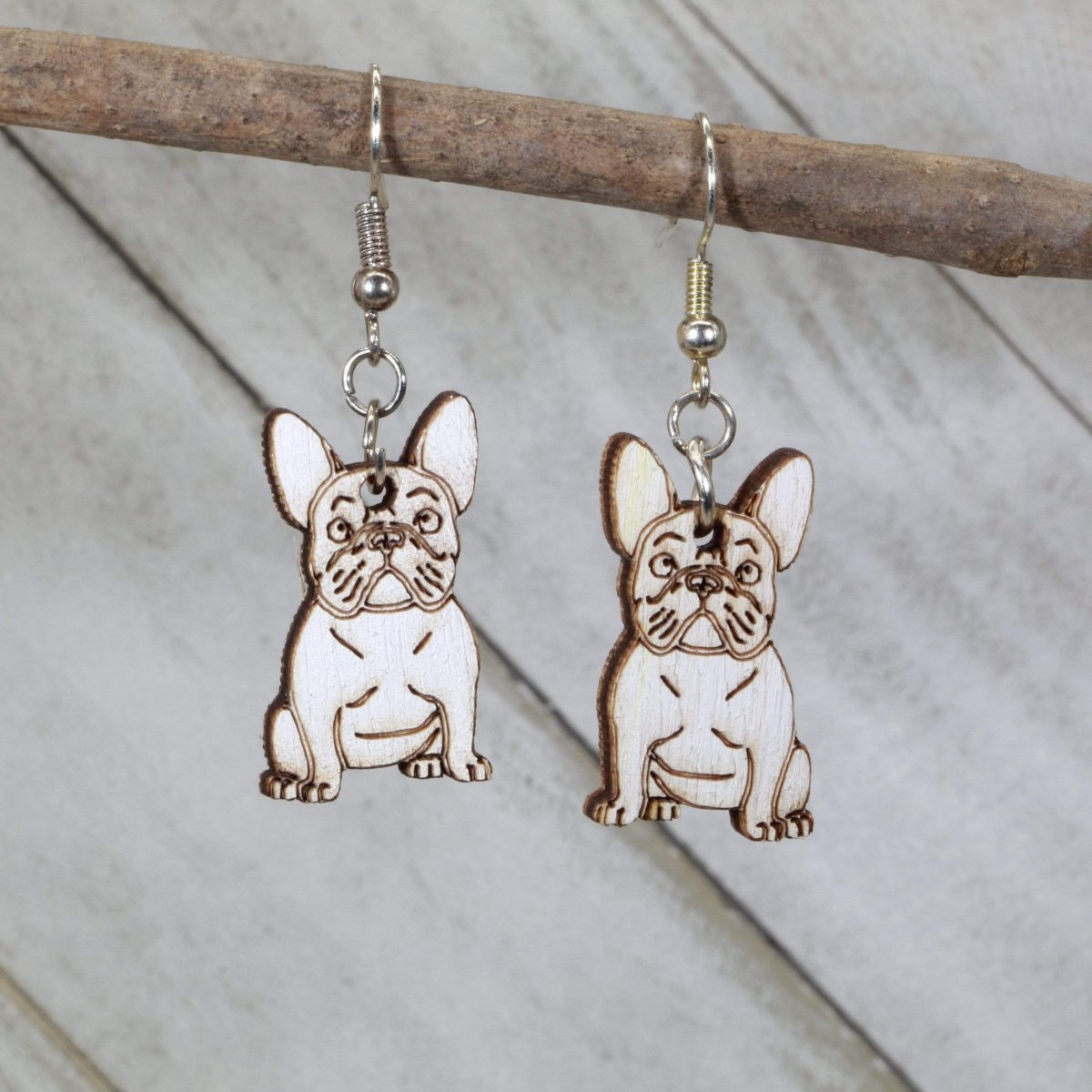 French Bulldog Wooden Earrings | Dog Lover Pet Jewelry