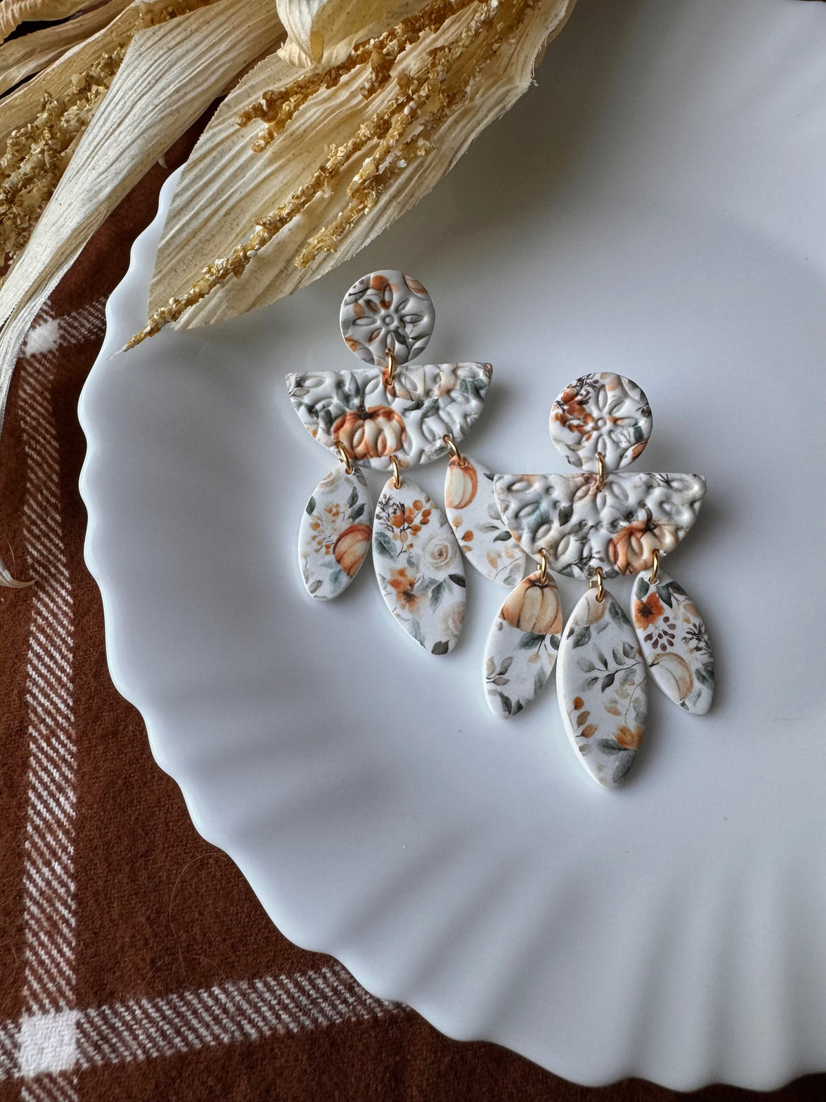 Willow Pumpkin Patch handmade polymer clay earrings by Shop Something Earthy — view 1 of 2