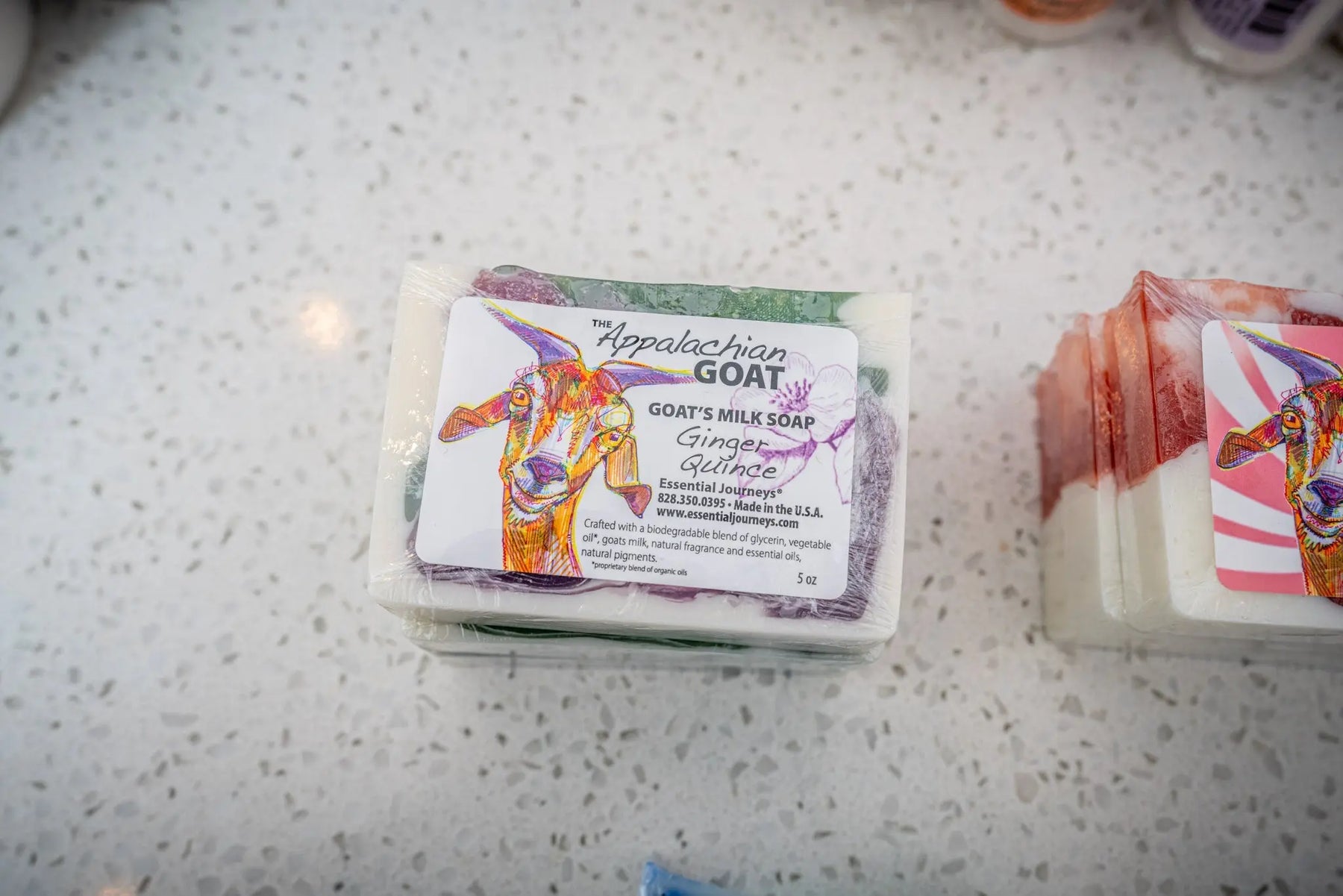 The Appalachian Goat Ginger Quince Goat's Milk Soap slice.
