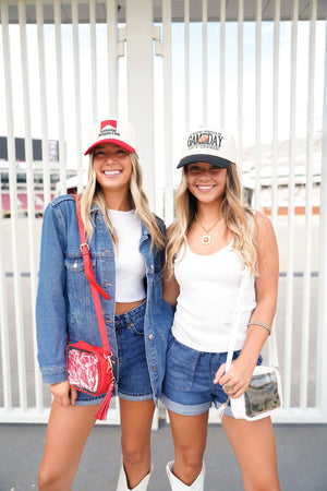 Gameday Tailgate Club - Red Vintage Trucker Hat KenzKustomz