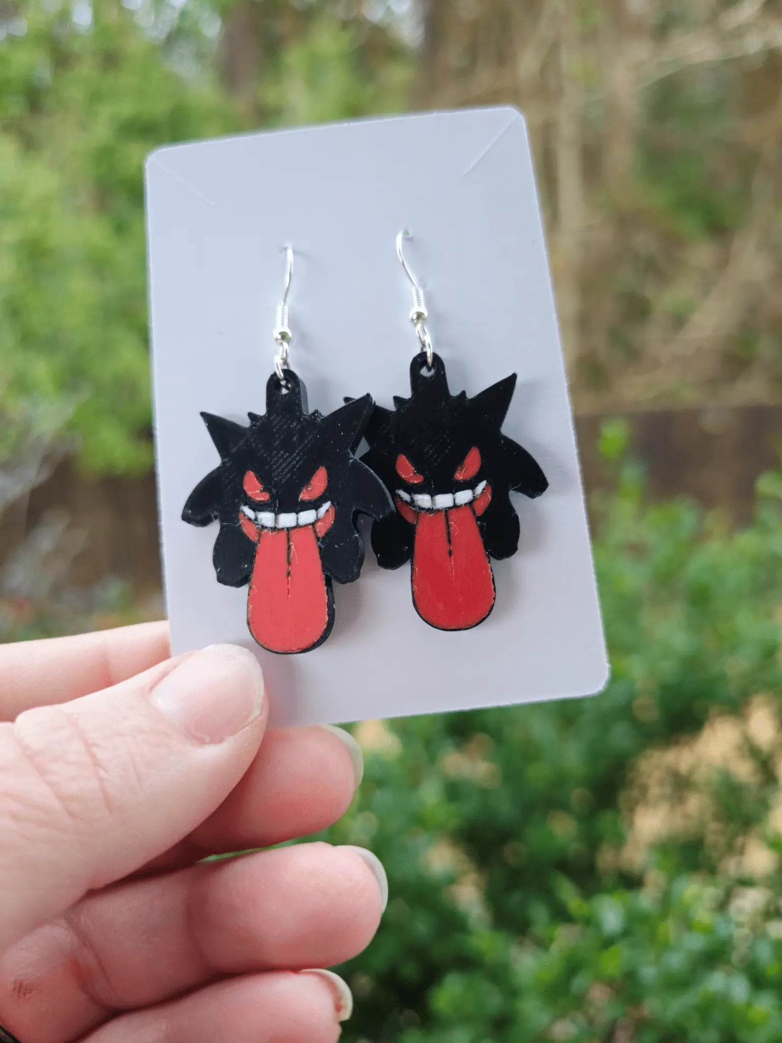 Gamer Ghost Earrings | Pokemon Gengar Inspired | 3D Printed | Tween Made | Handmade Earrings