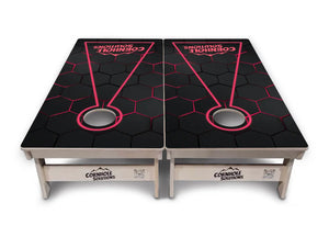 Glow Hole Black Backgound Cornhole Boards - Professional Tournament Series