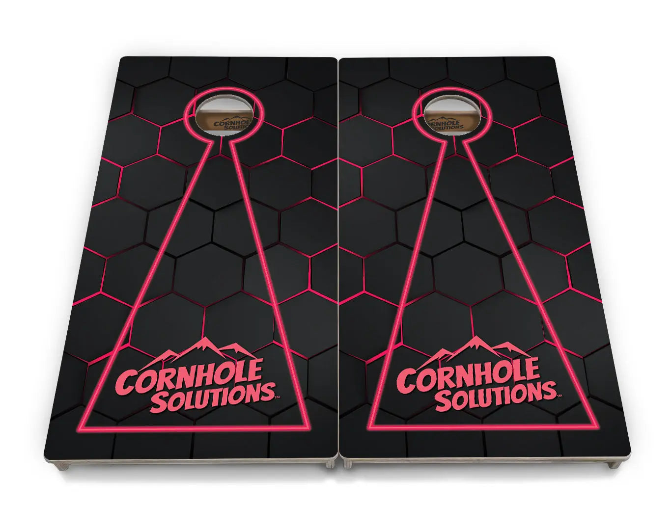 Glow Hole Black Backgound Cornhole Boards - Professional Tournament Series