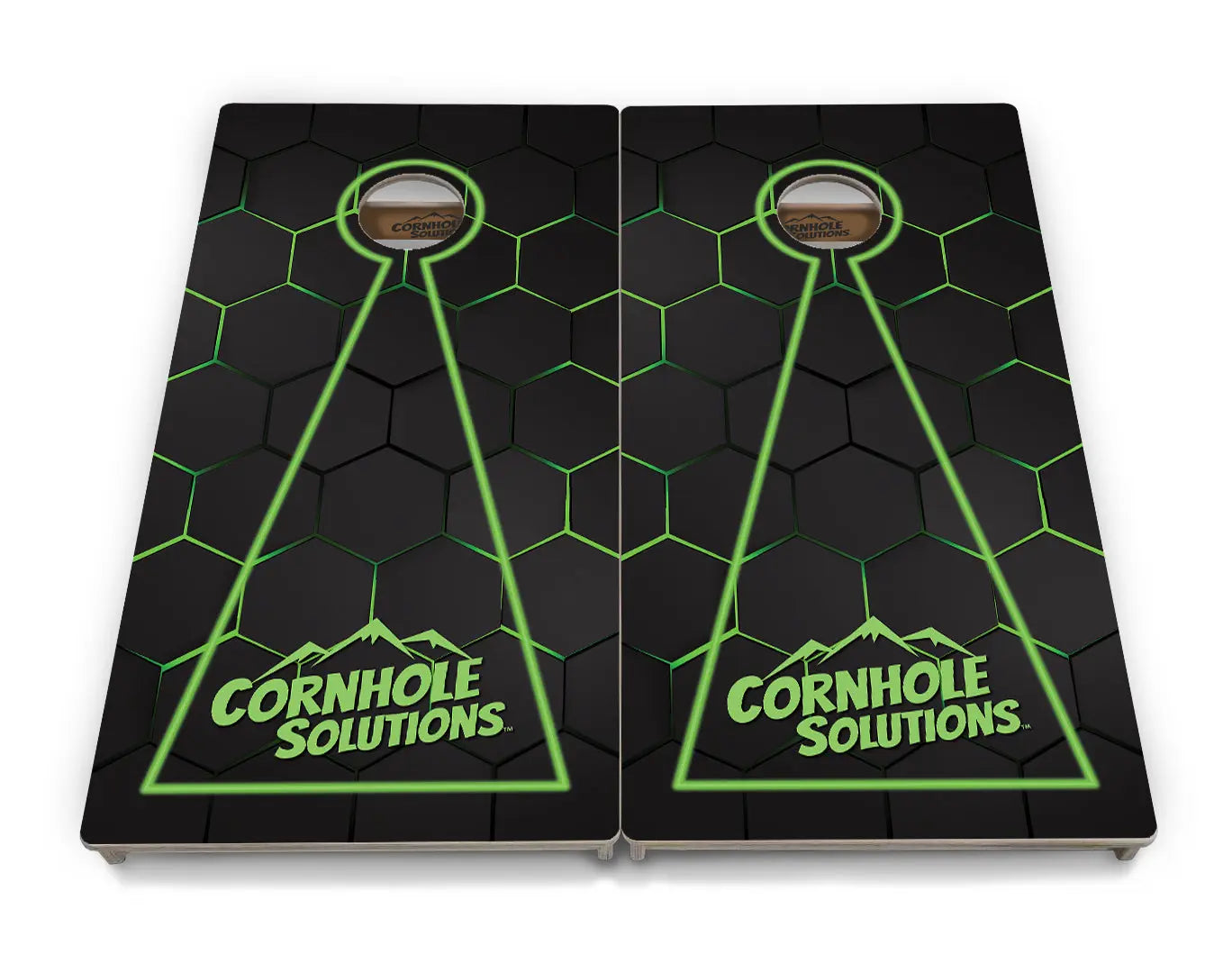 Glow Hole Black Backgound Cornhole Boards - Professional Tournament Series