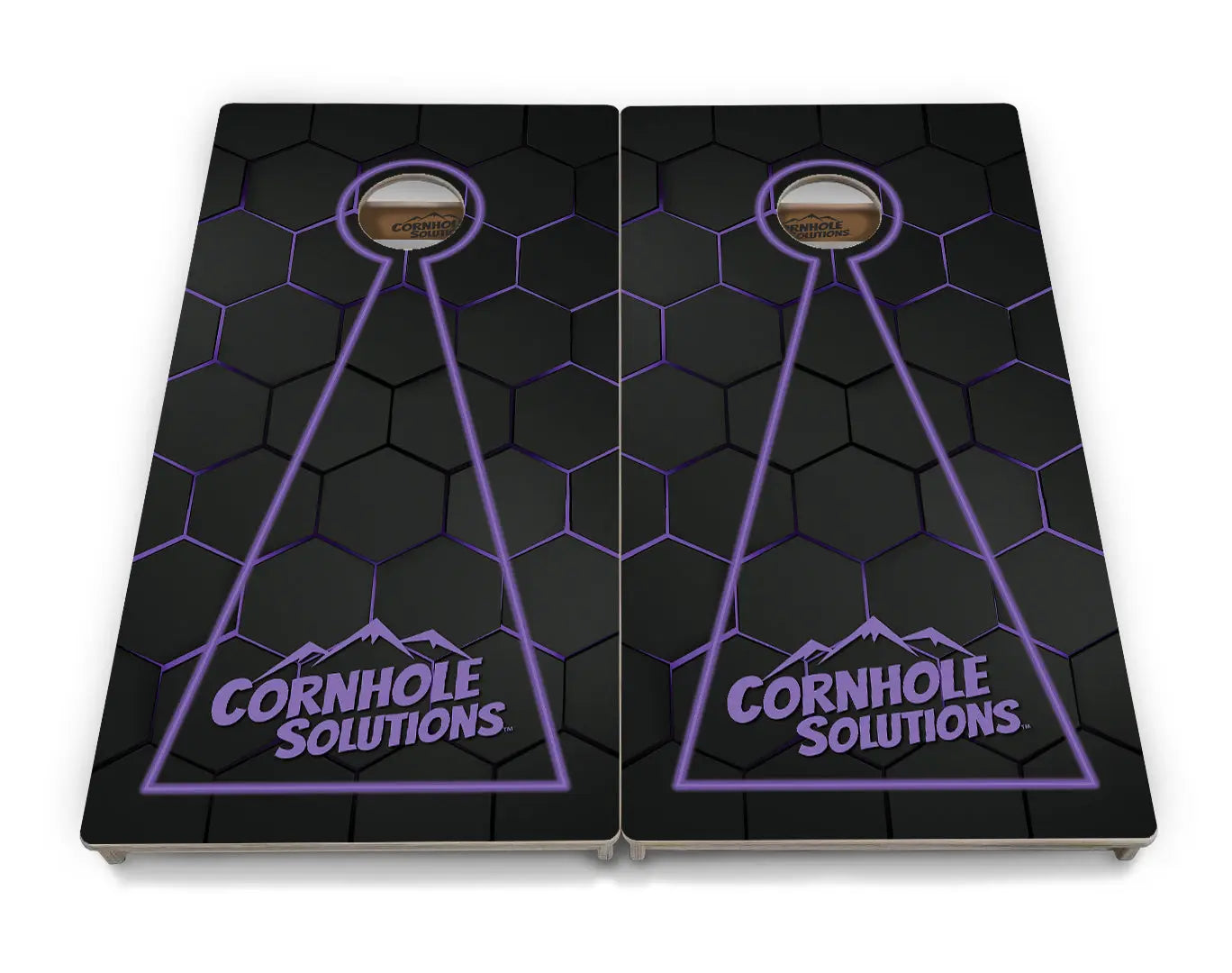 Glow Hole Black Backgound Cornhole Boards - Professional Tournament Series