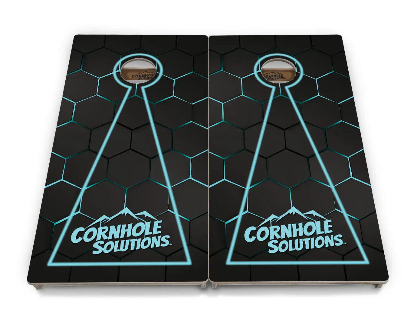 Glow Hole Black Backgound Cornhole Boards - Professional Tournament Series