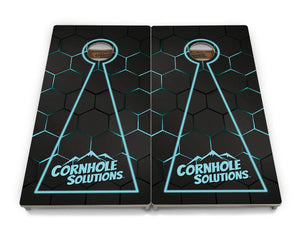 Glow Hole Black Backgound Cornhole Boards - Professional Tournament Series