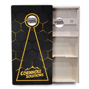 Glow Hole Black Backgound Cornhole Boards - Professional Tournament Series