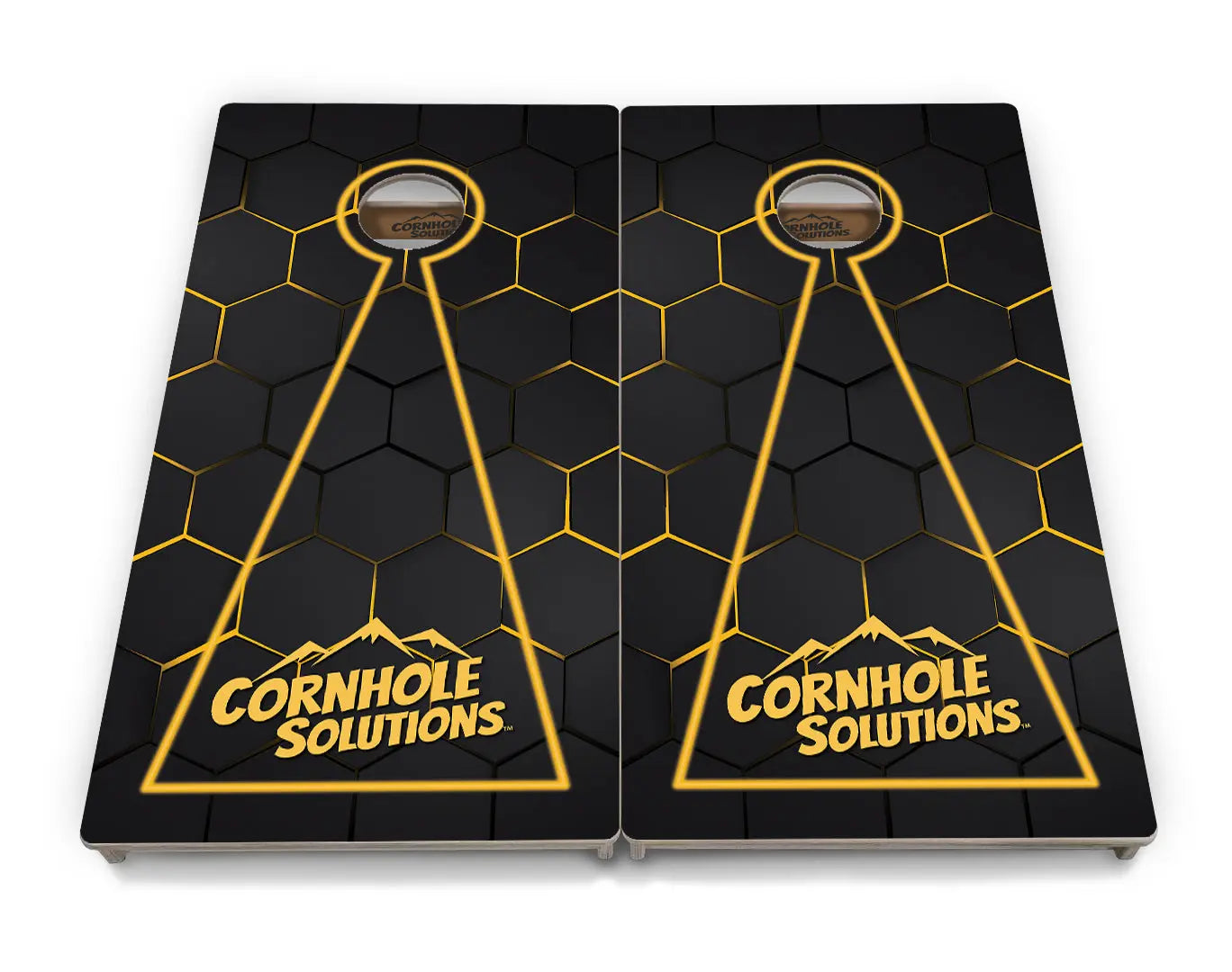 Glow Hole Black Backgound Cornhole Boards - Professional Tournament Series