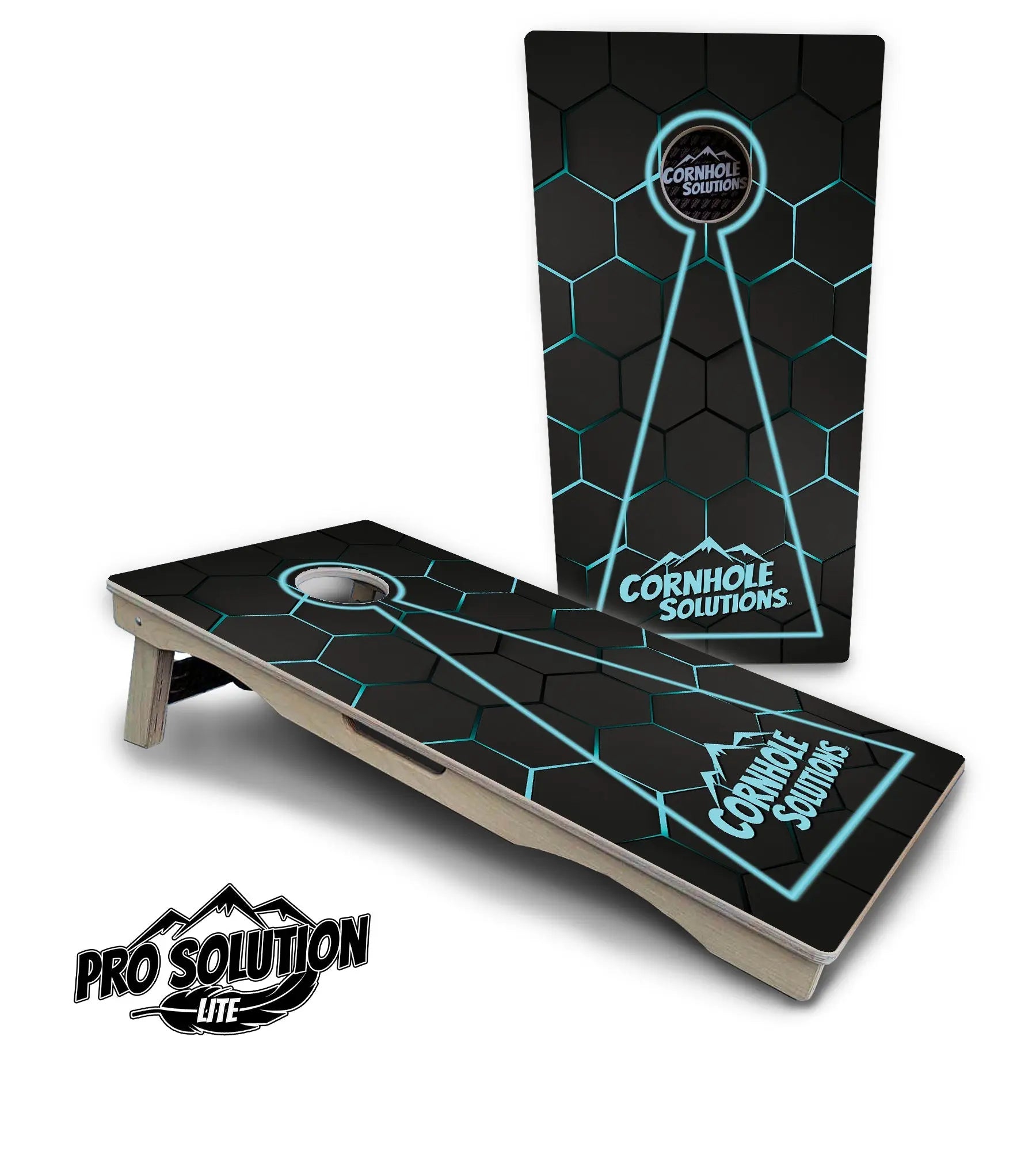 Glow Hole Black Cornhole Boards - Pro Solution Lite Series Cornhole Solutions