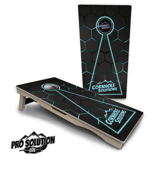 Glow Hole Black Cornhole Boards - Pro Solution Lite Series Cornhole Solutions