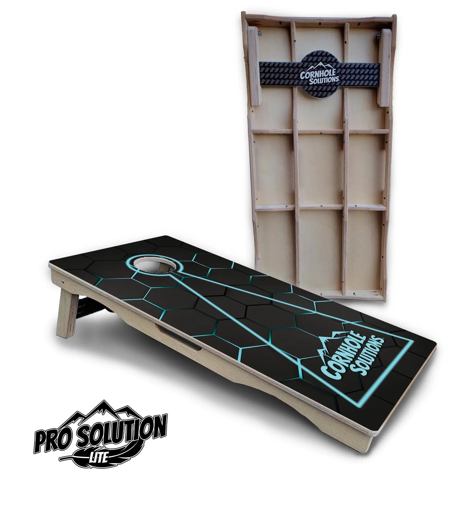 Glow Hole Black Cornhole Boards - Pro Solution Lite Series Cornhole Solutions