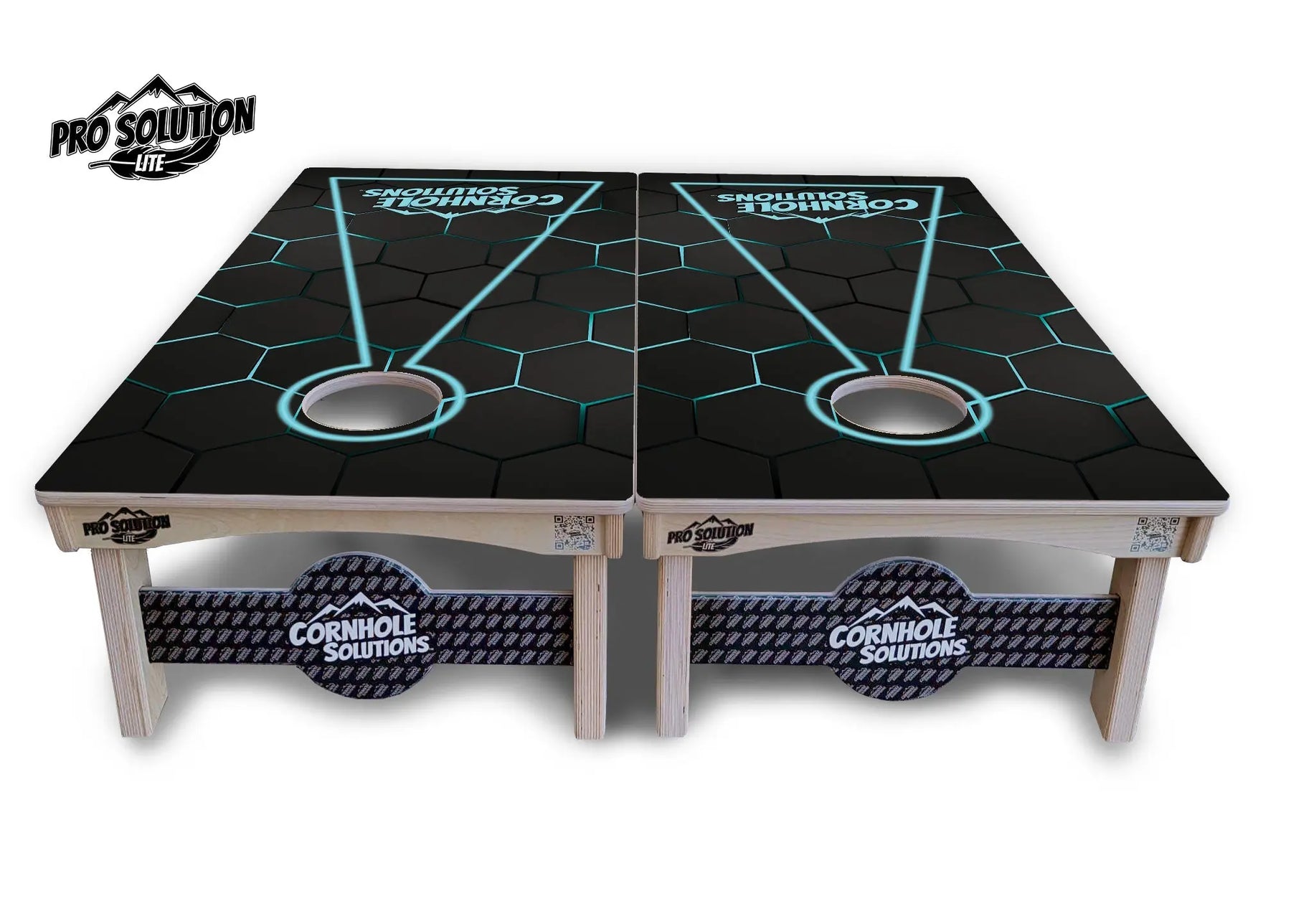 Glow Hole Black Cornhole Boards - Pro Solution Lite Series Cornhole Solutions