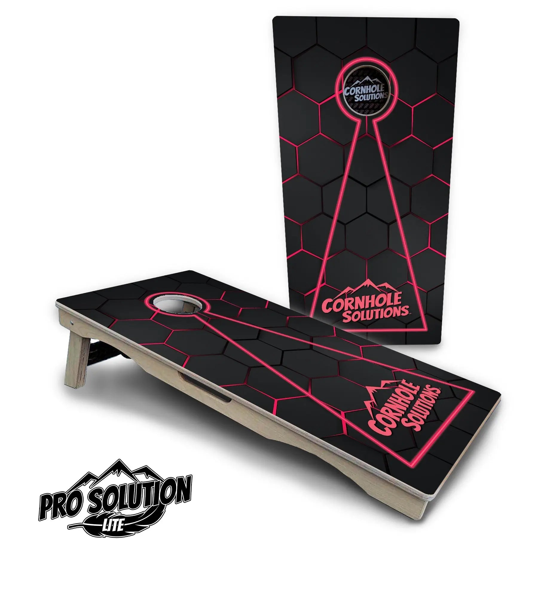 Glow Hole Black Cornhole Boards - Pro Solution Lite Series Cornhole Solutions