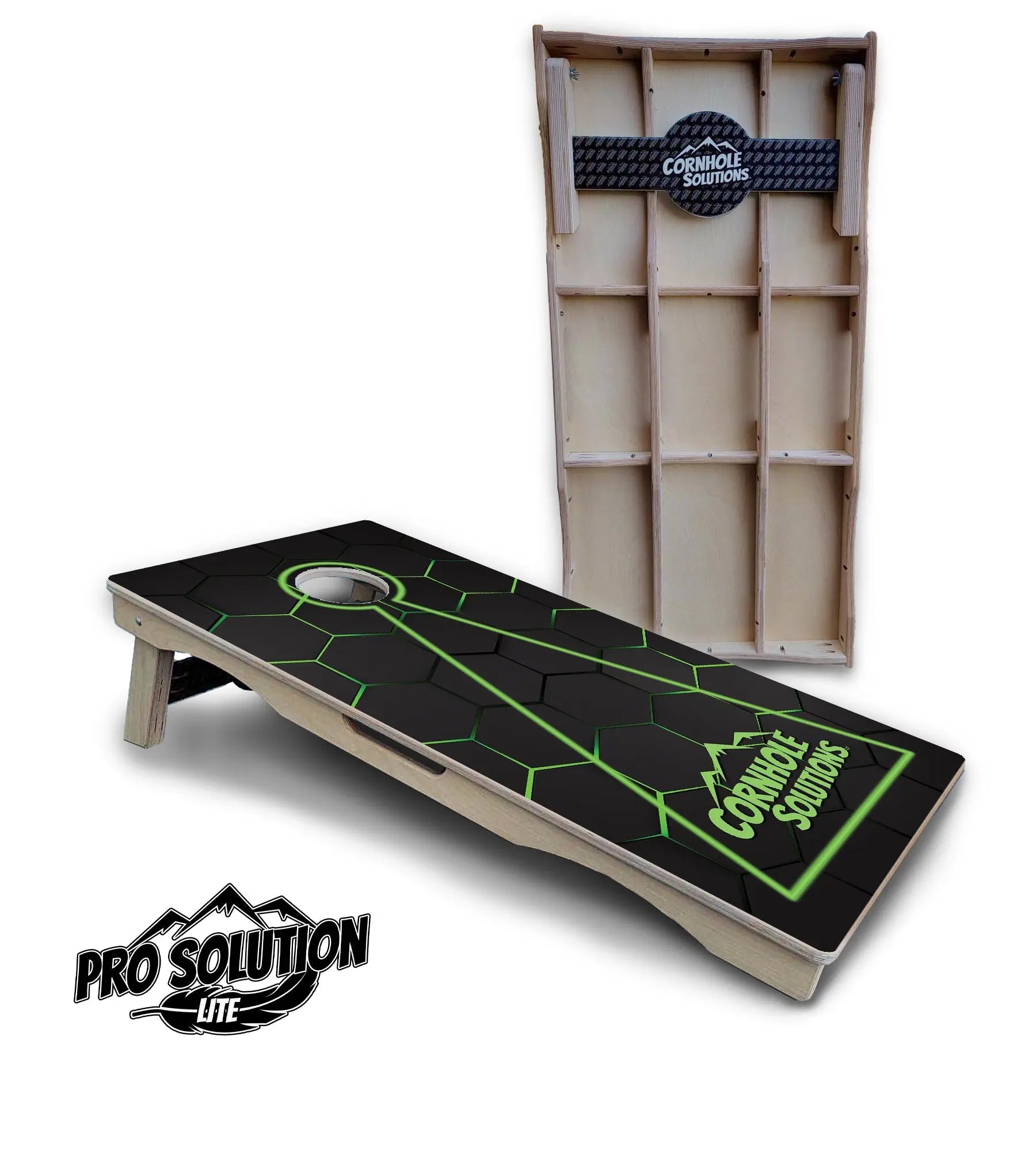 Glow Hole Black Cornhole Boards - Pro Solution Lite Series Cornhole Solutions