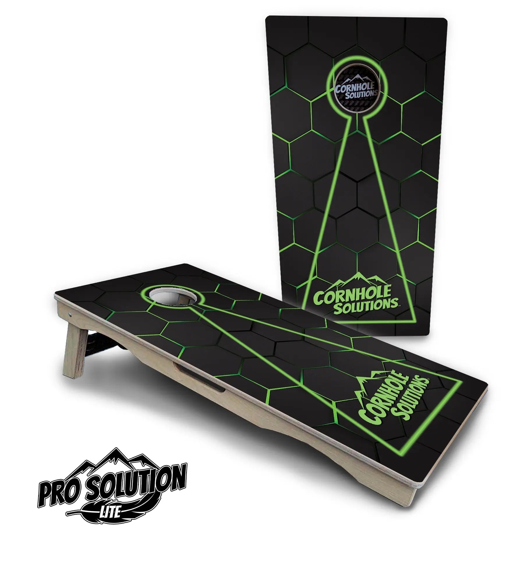 Glow Hole Black Cornhole Boards - Pro Solution Lite Series Cornhole Solutions