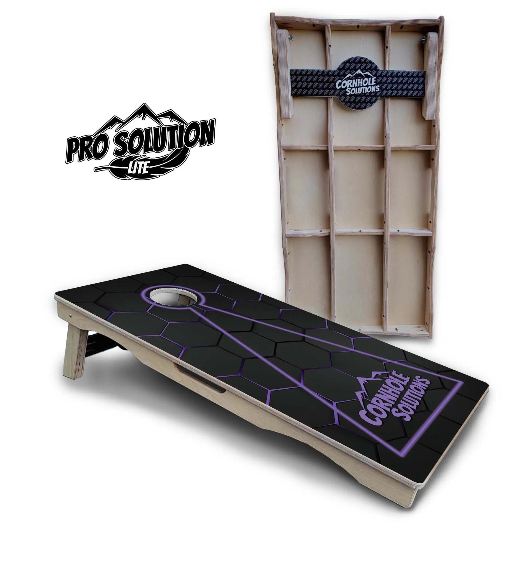 Glow Hole Black Cornhole Boards - Pro Solution Lite Series Cornhole Solutions
