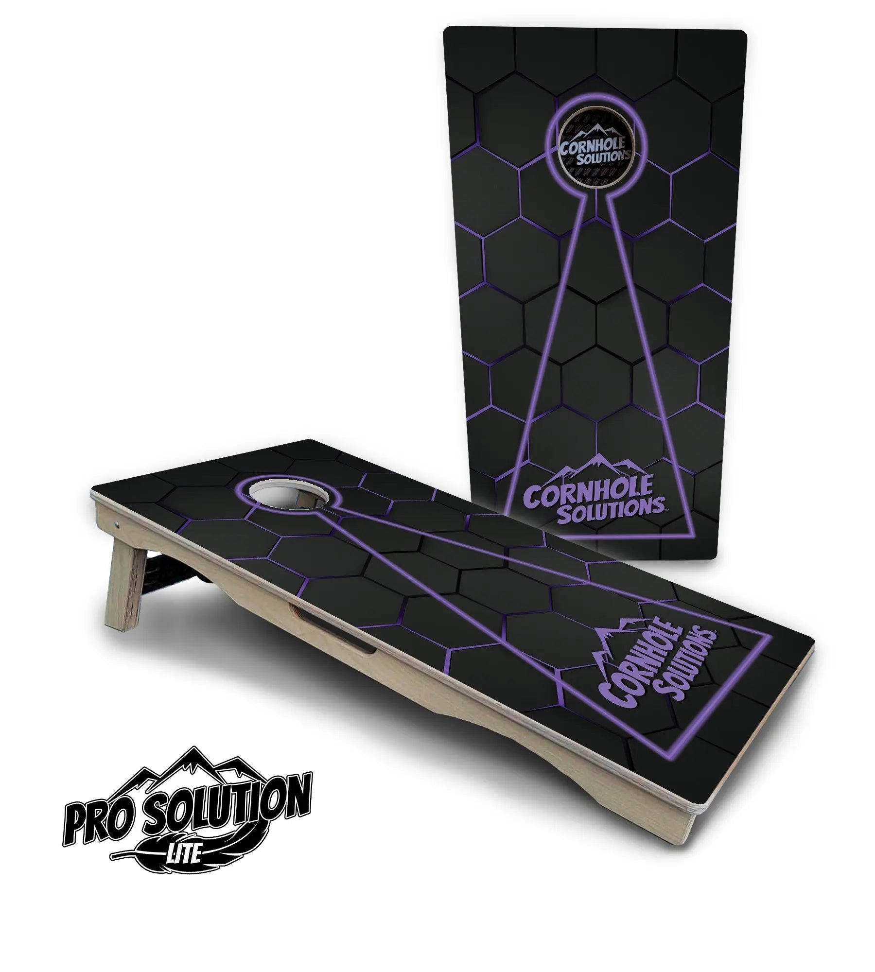 Glow Hole Black Cornhole Boards - Pro Solution Lite Series Cornhole Solutions