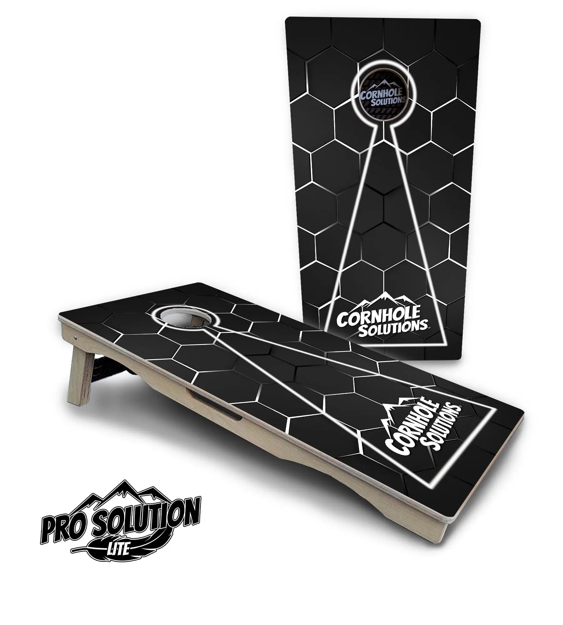 Glow Hole Black Cornhole Boards - Pro Solution Lite Series Cornhole Solutions