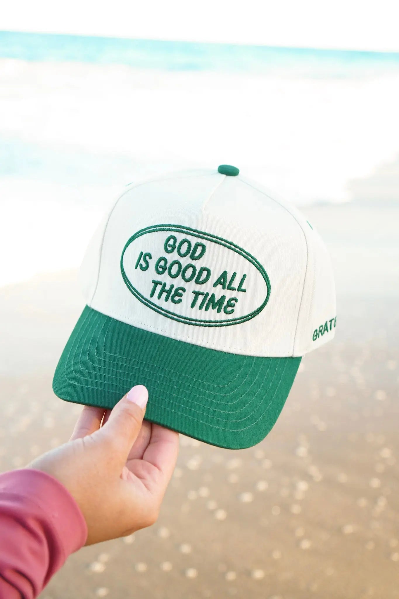 God is Good - Green Vintage Trucker Hat KenzKustomz
