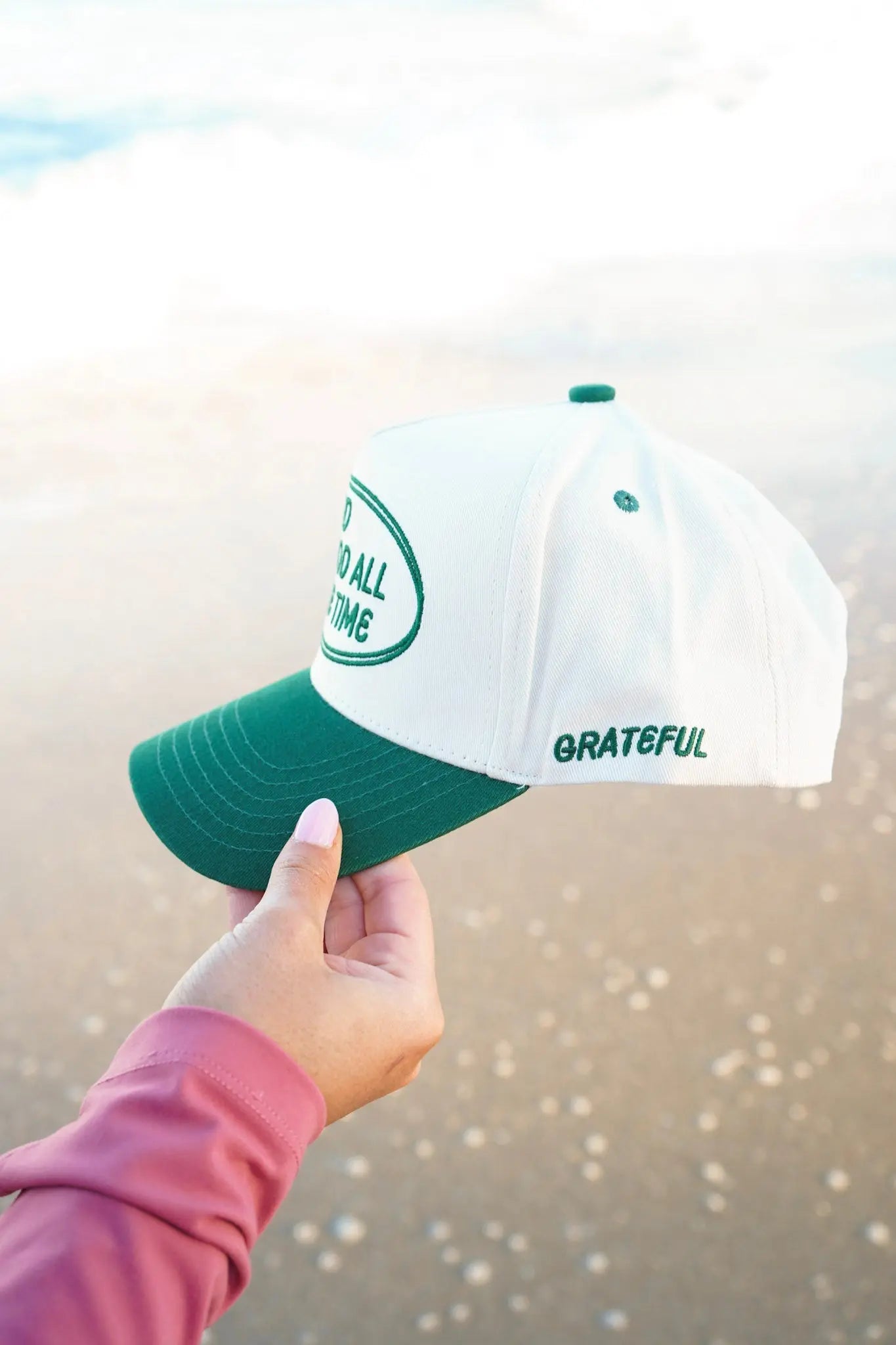 God is Good - Green Vintage Trucker Hat KenzKustomz