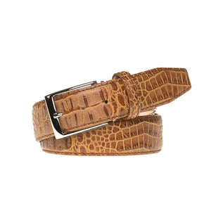 Gold Mock Croc Leather Belt by Roger Ximenez handmade in Miami