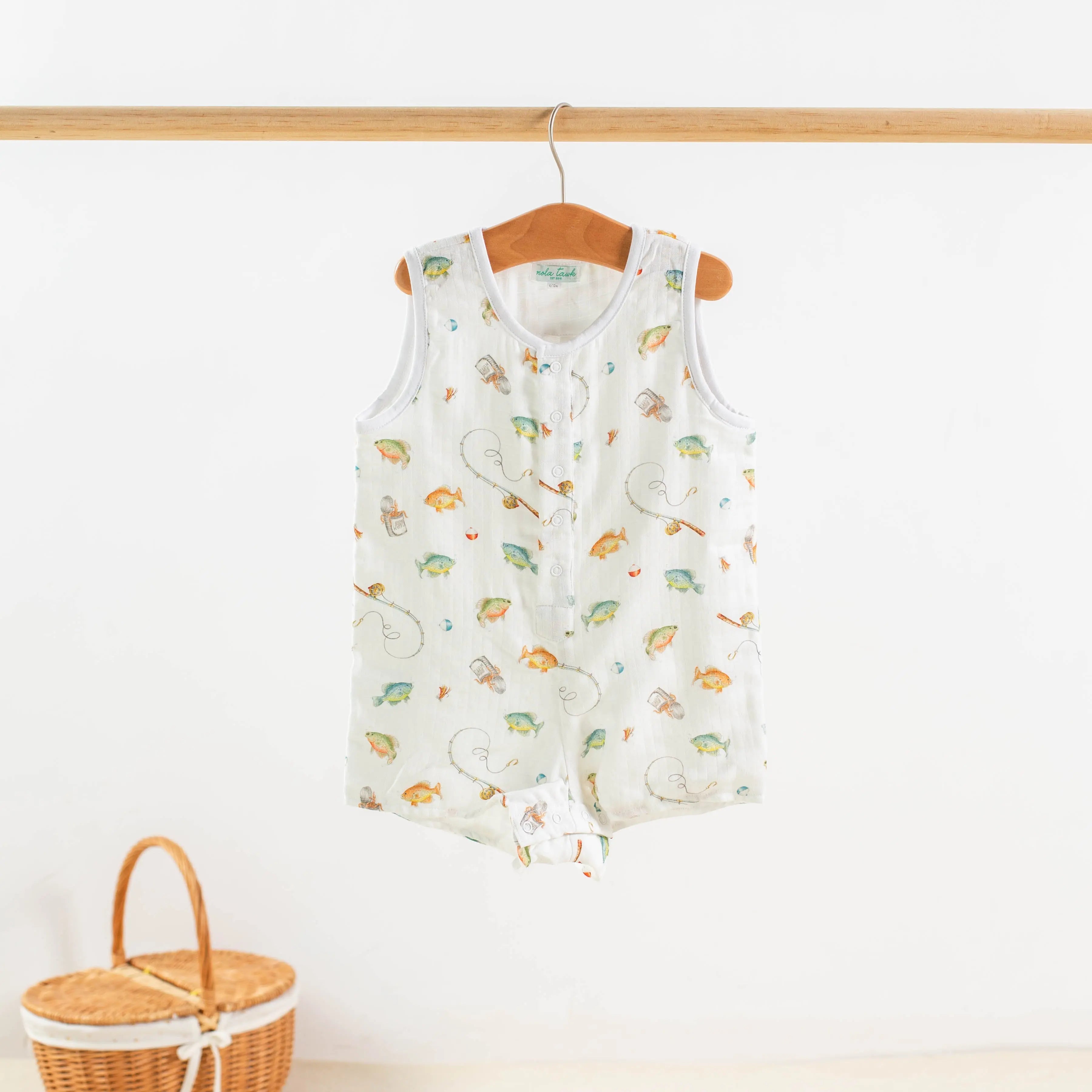 Gone Fishing Organic Muslin Shortalls Nola Tawk
